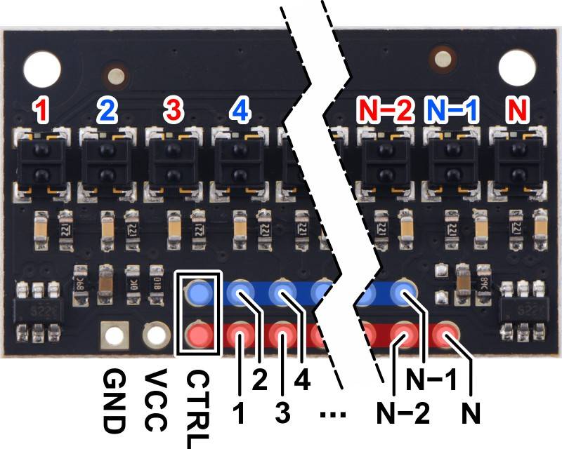 Pololu QTRX-HD-05RC Reflectance Sensor Array: 5-Channel, 4mm Pitch, RC Output, Low Current-4