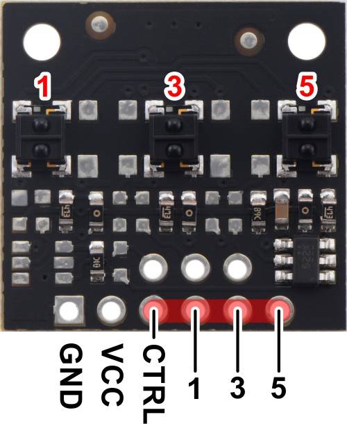 Pololu QTRX-MD-03A Reflectance Sensor Array: 3-Channel, 8mm Pitch, Analog Output-4