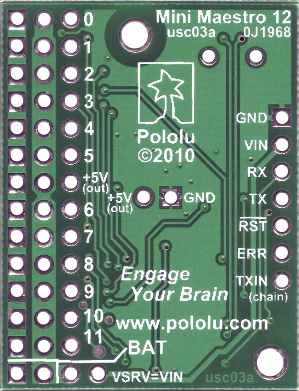 Pololu Mini Maestro 12-Channel USB Servo Controller (Assembled)-7