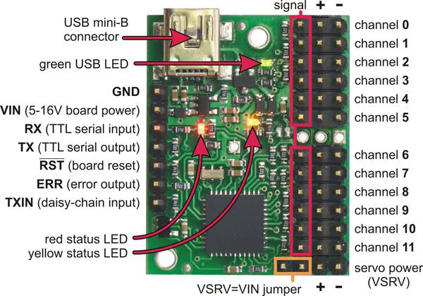 Pololu Mini Maestro 18-Channel USB Servo Controller (Assembled)-5