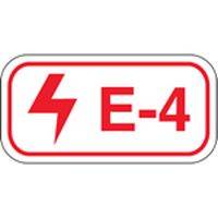 Polyester laminiert, Energy Source Label - Electrical/Elektrik, 75 x 38mm, Rot auf Weiß, Beschriftung: E-4, permanent (5