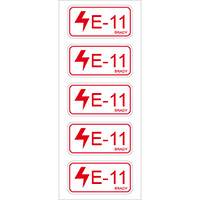 Polyester laminiert, Energy Source Label - Electrical/Elektrik, 75 x 38mm, Rot auf Weiß, Beschriftung: E-11, permanent (-0
