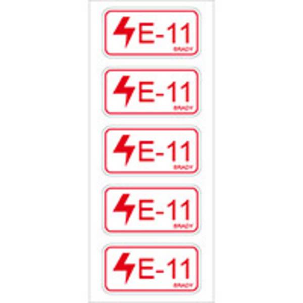 Polyester laminiert, Energy Source Label - Electrical/Elektrik, 75 x 38mm, Rot auf Weiß, Beschriftung: E-11, permanent (5 Etiketten/Pack)