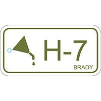 Polypropylen Schild, Energy Source Tag - Hydraulic, 75 x 38mm, Olivgrün auf Weiß, Beschriftung: H-7 (25 Etiketten/Pack)-0
