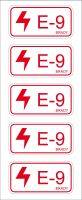 Polyester laminiert, Energy Source Label - Electrical/Elektrik, 75 x 38mm, Rot auf Weiß, Beschriftung: E-9, permanent (5-0