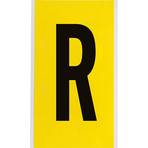 Nylongewebe, Buchstabe R, Schwarz auf Gelb, 127 x 228mm, Schrifthöhe 152mm(25 K. á 1 E.)