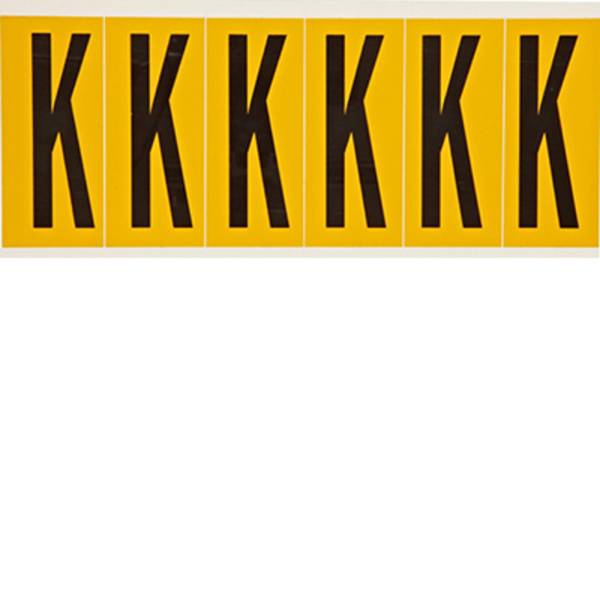 Vinyl, Beschriftung: K, Schwarz auf Gelb, 38 x 89mm, Schrifthöhe 75mm(25 K. á 6 E.)