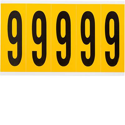 Vinyl, Beschriftung: 9, Schwarz auf Gelb, 44 x 127mm, Schrifthöhe 98mm(25 K. á 5 E.)-0
