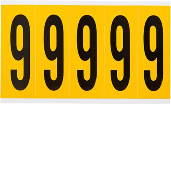 Vinyl, Beschriftung: 9, Schwarz auf Gelb, 44 x 127mm, Schrifthöhe 98mm(25 K. á 5 E.)