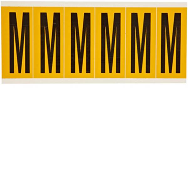Vinyl, Beschriftung: M, Schwarz auf Gelb, 38 x 89mm, Schrifthöhe 75mm(25 K. á 6 E.)