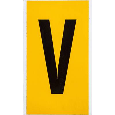 Vinyl, Beschriftung: V, Schwarz auf Gelb, 127 x 228mm, Schrifthöhe 152mm(25 K. á 1 E.)-0