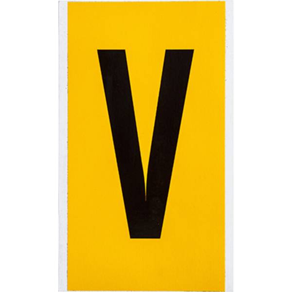Vinyl, Beschriftung: V, Schwarz auf Gelb, 127 x 228mm, Schrifthöhe 152mm(25 K. á 1 E.)