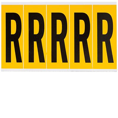 Vinyl, Beschriftung: R, Schwarz auf Gelb, 44 x 127mm, Schrifthöhe 98mm(25 K. á 5 E.)-0