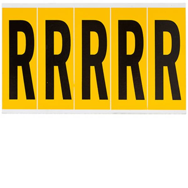 Vinyl, Beschriftung: R, Schwarz auf Gelb, 44 x 127mm, Schrifthöhe 98mm(25 K. á 5 E.)