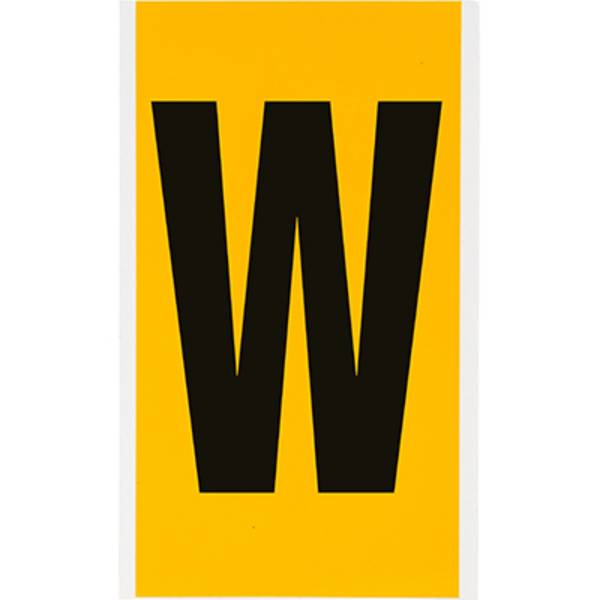Vinyl, Beschriftung: W, Schwarz auf Gelb, 127 x 228mm, Schrifthöhe 152mm(25 K. á 1 E.)