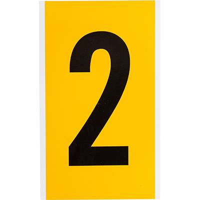 Vinyl, Beschriftung: 2, Schwarz auf Gelb, 127 x 228mm, Schrifthöhe 152mm(25 K. á 1 E.)-0