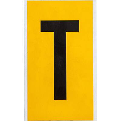 Vinyl, Beschriftung: T, Schwarz auf Gelb, 127 x 228mm, Schrifthöhe 152mm(25 K. á 1 E.)-0