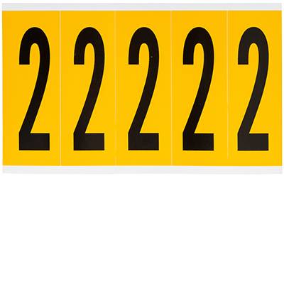 Vinyl, Beschriftung: 2, Schwarz auf Gelb, 44 x 127mm, Schrifthöhe 98mm(25 K. á 5 E.)-0