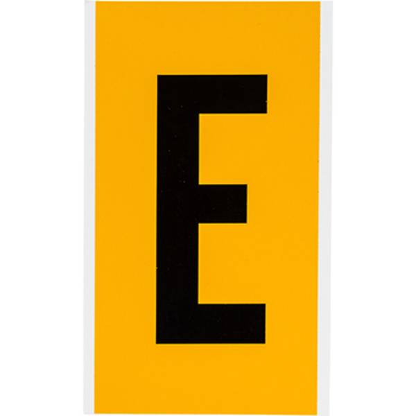 Vinyl, Beschriftung: E, Schwarz auf Gelb, 127 x 228mm, Schrifthöhe 152mm(25 K. á 1 E.)