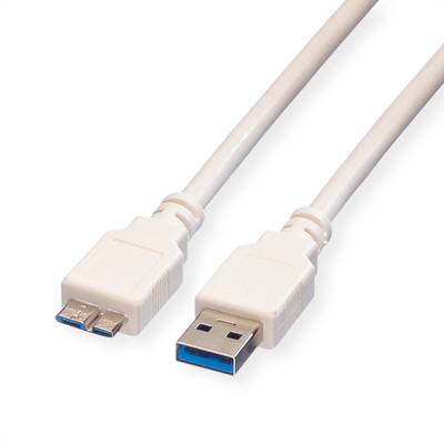 VALUE USB 3.2 Gen 1 Kabel, A ST - Micro B ST, weiß, 0,8 m
