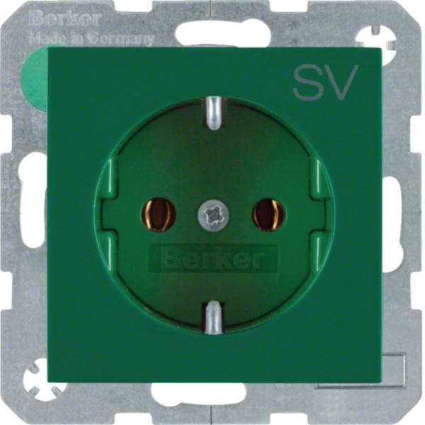 Berker SCHUKO-Steckdose gn/gl mit Aufdruck 47438903-0