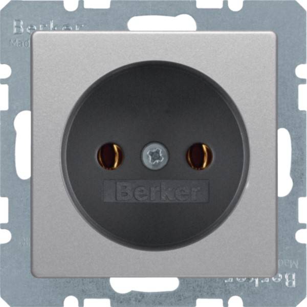 Berker Steckdose alu/samt ohne Schutzkontakt 6167036084-0