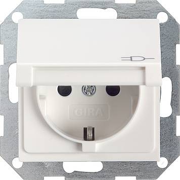 1St. Gira 041403 Schuko Steckdose KS Klappdeckel System 55 Reinweiß glänzend