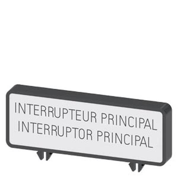 Zusatzschild, FR/ES "Interrupteur General/ Interruptor Principal" , Zubehör für Lasttrennschalter 3LD3
