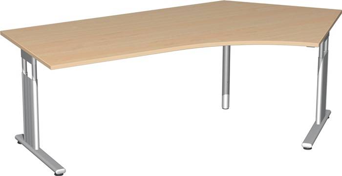 PC-Arbeitstisch H680-820xB2166xT1130mm 135Grad re.weiß C-Fuß silber GERAMÖBEL