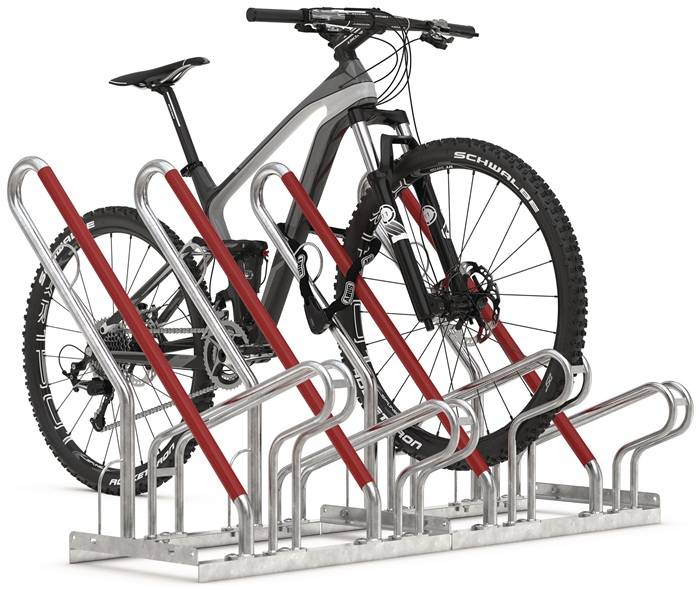 Fahrradständerreihenanlage 2504 1-s.90Grad verz.Anz.Radstände 4 z.Schr.WSM-1