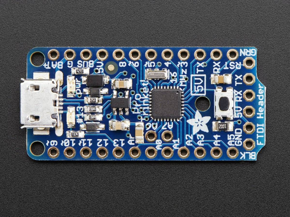 Adafruit Pro Trinket - 5V 16MHz, ATmega328P + 28K Flash + 2K RAM + 18 GPIO + 2 Extra Analog Inputs 2000-1