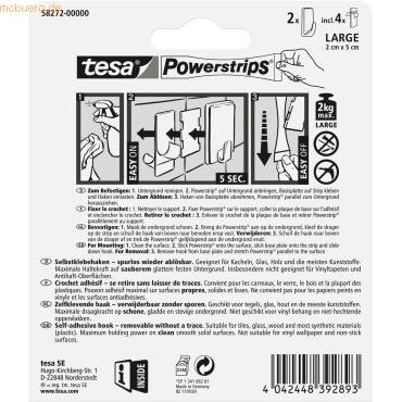 tesa Powerstrips Haken LARGE Rechteck, weiß-1
