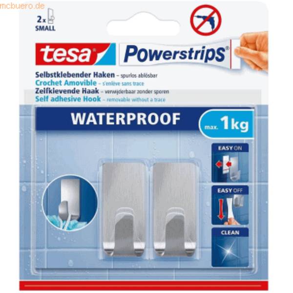 Klebehaken Powerstrips Zoom Edelstahl Tragfähigkeit 1kg eckig wasserfest VE=2 Stück