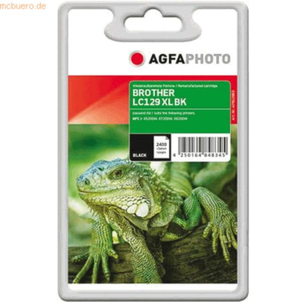 AgfaPhoto Schwarz - kompatibel - wiederaufbereitet - Tintenpatrone (Alternative zu: Brother LC129XLBK)