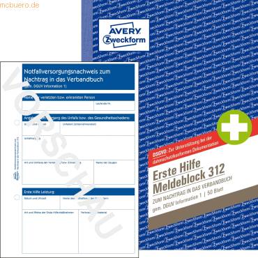Avery Zweckform Meldeblock Erste Hilfe 312 A5 50 Blatt-0