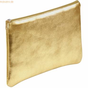 Schlampermäppchen Leder flach 22x11cm golden-0