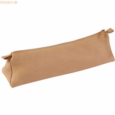 Schlampermäppchen Leder trapezförmig 22x6x6cm Naturton-0