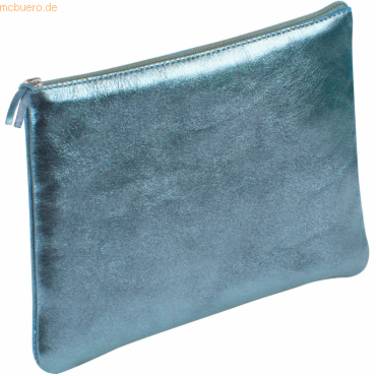 Schlampermäppchen Leder flach 22x11cm indigo