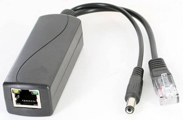 POE Injector/Splitter (POE+ IEEE 802.3af/at zu 12V/2.1A + LAN) [für z.b. IP-Kameras ohne POE]