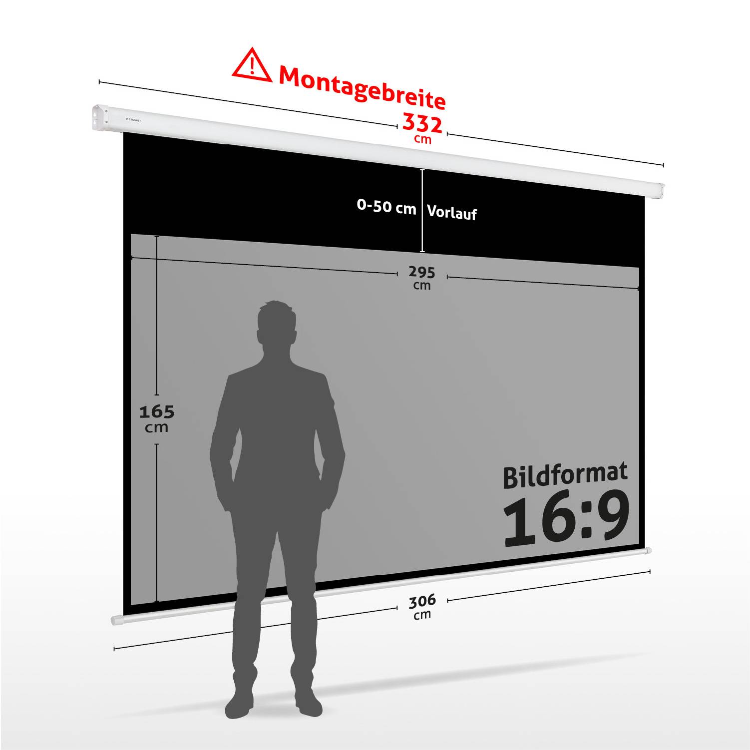 ESMART Professional MIMOTO Tageslicht-Motor Leinwand GRAU 295 x 165 cm (133") 16:9-1