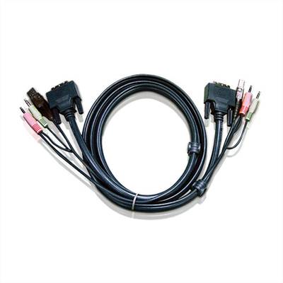 ATEN KVM Anschlusskabel [1x DVI-Stecker 18+5pol., USB 2.0 Stecker A, Klinkenstecker 3.5 mm, Klinkenstecker 3.5 mm - 1x D