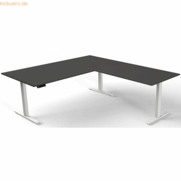 Sitz-/Stehtisch Move 3 elektr. höhenverstellbar BxT 200x220cm + Anbautisch anthrazit