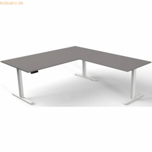 Sitz-/Stehtisch Move 3 elektr. höhenverstellbar BxT 200x220cm + Anbautisch grafit