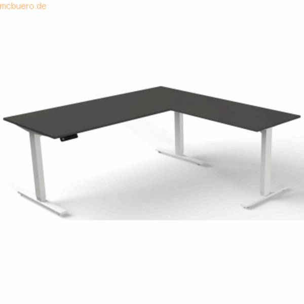 Sitz-/Stehtisch Move 3 elektr. höhenverstellbar BxT 180x180cm + Anbautisch anthrazit