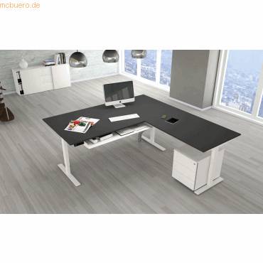 Sitz-/Stehtisch Move 3 elektr. höhenverstellbar BxT 180x180cm + Anbautisch anthrazit-1