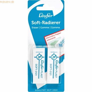 Radierer Plast Soft 0121 65x21x12mm weiß VE=2 Stück
