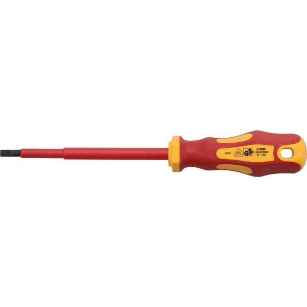 Schraubendreher - VDE- / GS-geprüft - Schlitz - 5,5x125 mm - Antirutschgriff - mit Aufhängebohrung