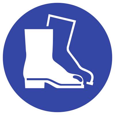 Aufkleber Fußschutz benutzen ISO 7010, Folie, Ø 100 mm