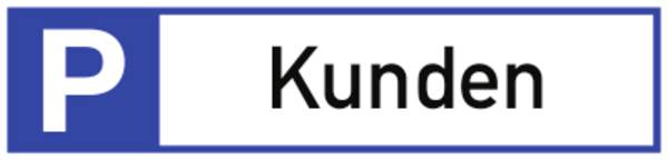 Schild Parkplatzreservierer Kunden, Alu, 460x110 mm