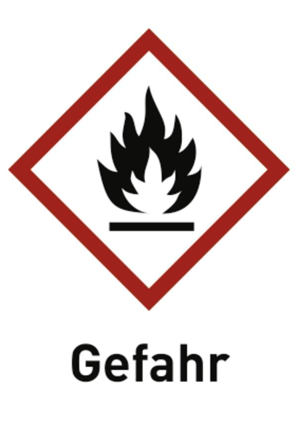 Aufkleber Entzündbar (GHS 02) Gefahr, Folie, 18x26 mm, 30 Stück/Bogen